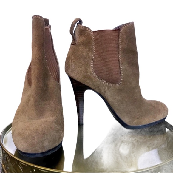 Jessica Simpson Brown Suede Platform Ankle Booties Size 6.5 - Picture 2 of 7